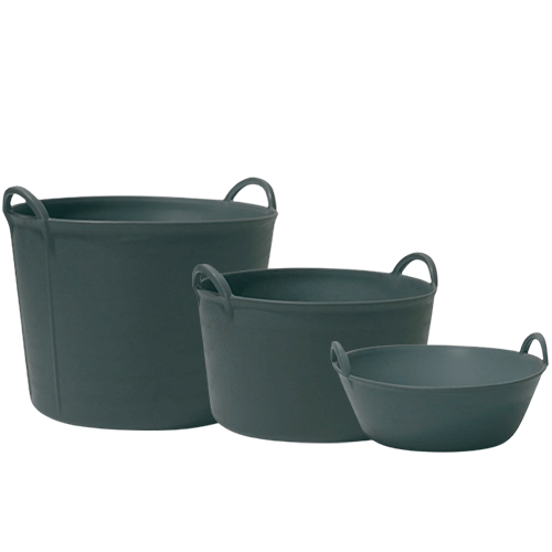 capazos plástico, espuertas, espuertas de goma, cubo jardinería, capazo para mortero, 