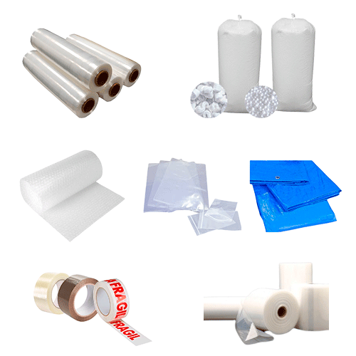 lonas, sacos de perlita, rollos de burbuja, cinta precinto transparente, cinta precinto frágil, material para embalaje, bolsas con cierre, bolsas plástico, rollo film retráctil, bolsas zip
