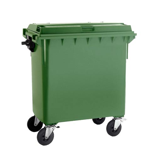 CONTENEDOR  660L CITYBAC TAPA PLANA 4 RUEDAS VERDE
